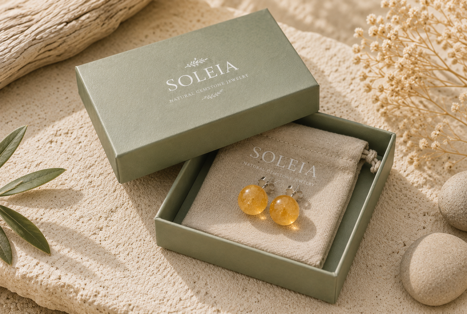 Sunlit Citrine Stud Earrings