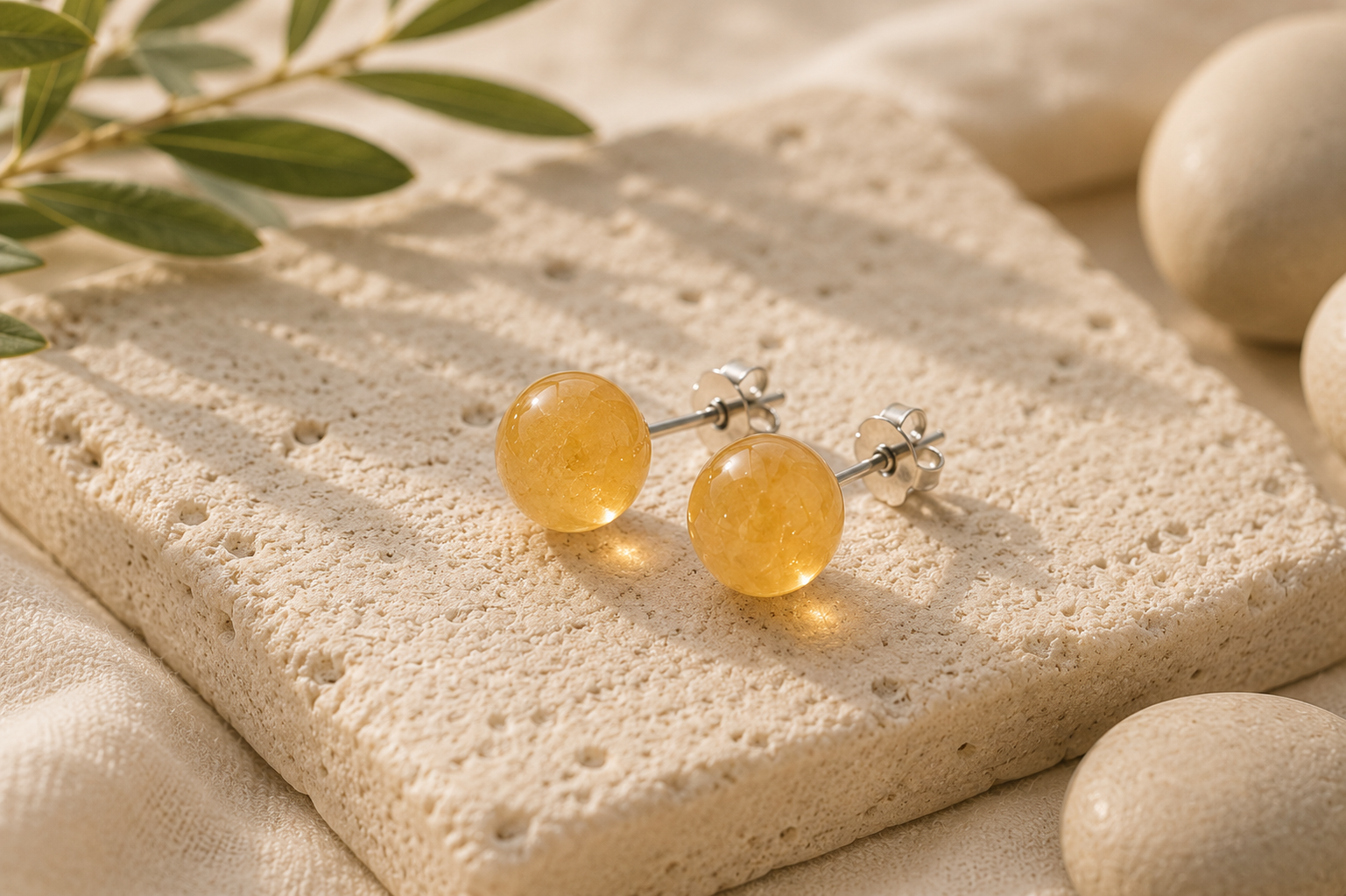 Sunlit Citrine Stud Earrings