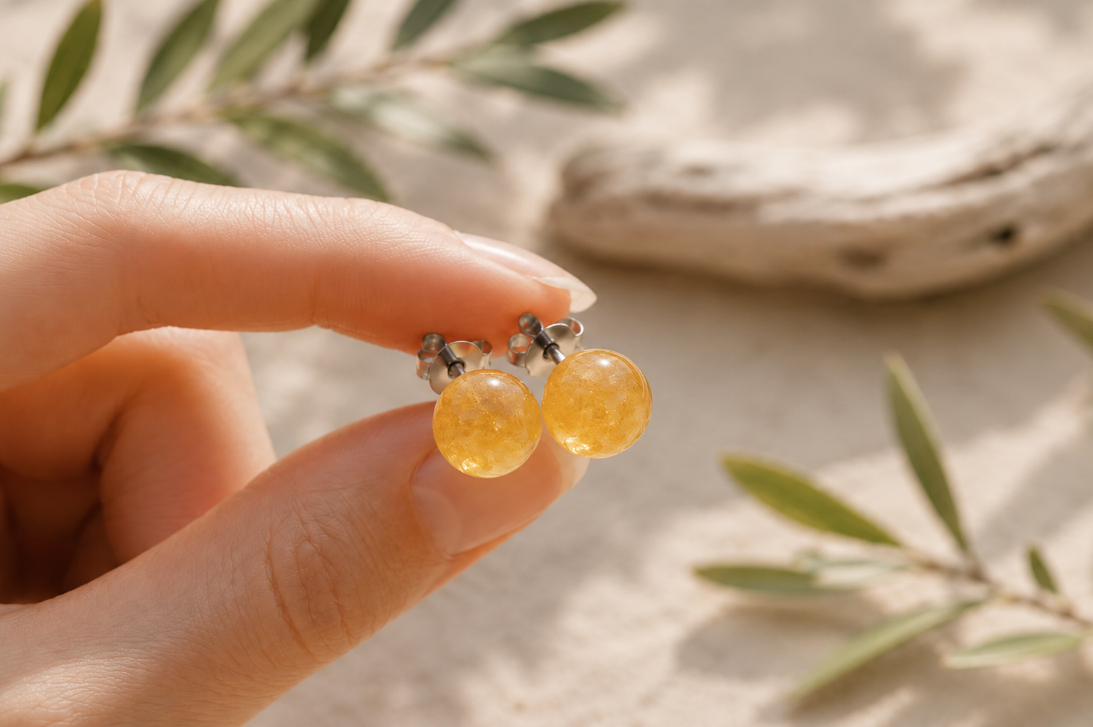 Sunlit Citrine Stud Earrings