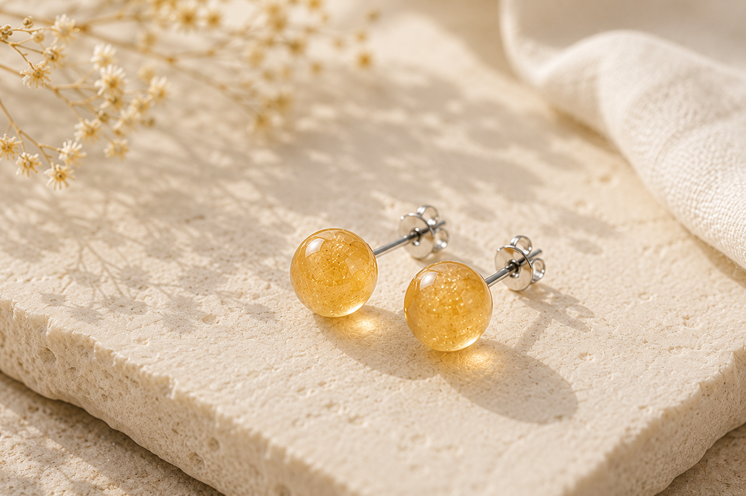 Sunlit Citrine Stud Earrings